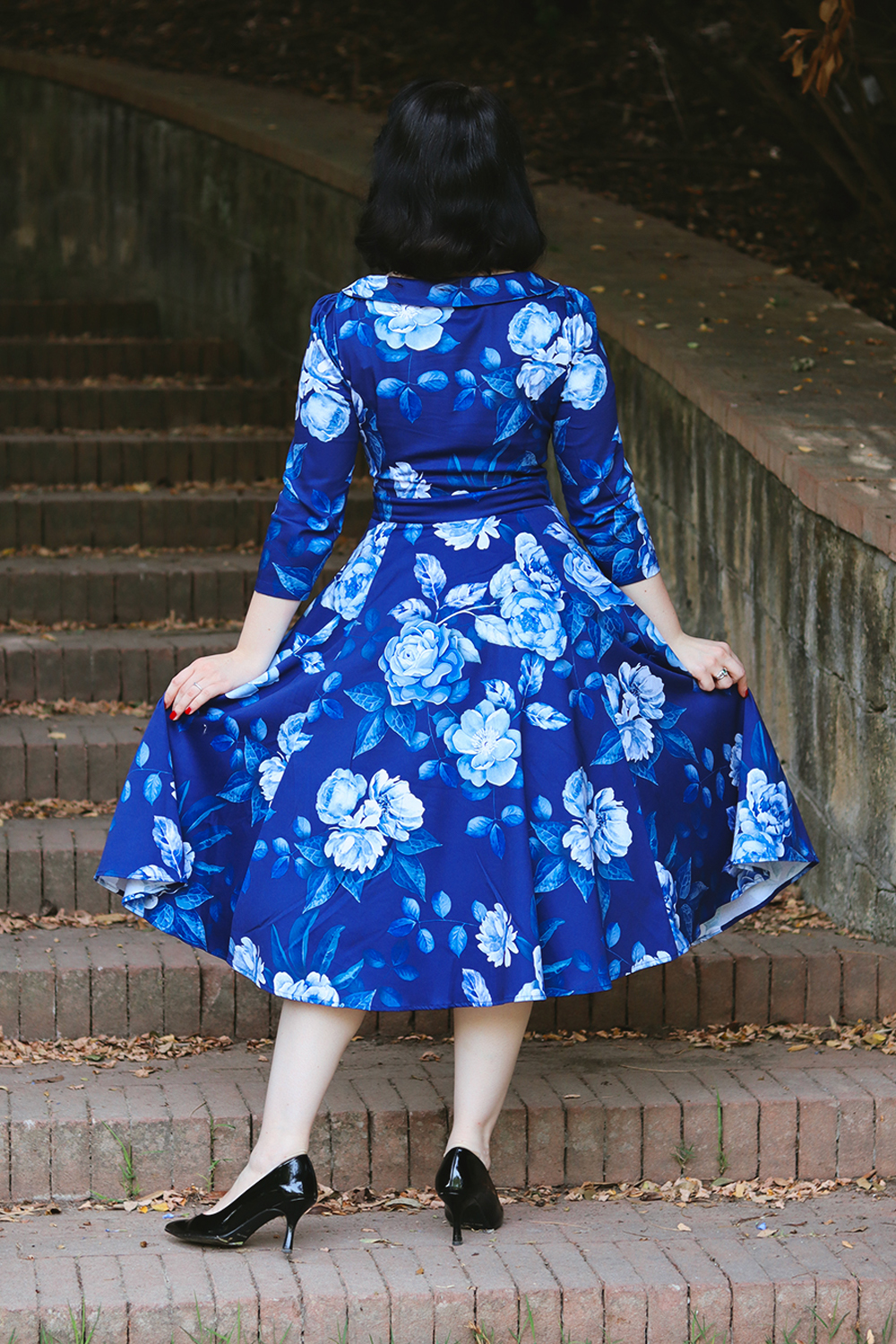 Dafney Blue Floral Swing Dress